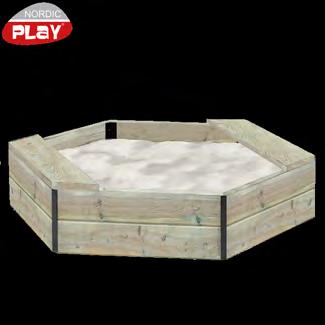 LEK I TRÄDGÅRDEN NORDIC PLAY Sandlåda 6-kantig i trä, inkl. nät - FSC -certifierat 6-kantig sandlåda tillverkad av tryckimpregnerad furu, i storleken 60 x 60 x 60 x 24 cm.