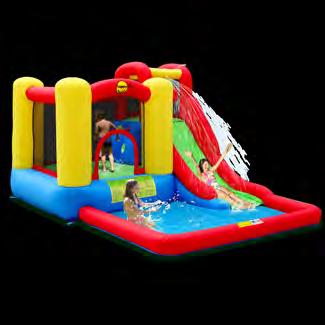 LEK I TRÄDGÅRDEN HappyHop hoppeborg jump & splash Hoppborgen "Jump & splash" med rutschkana i klara färger från HappyHop ger barnen många timmars lek som stärker motoriken.