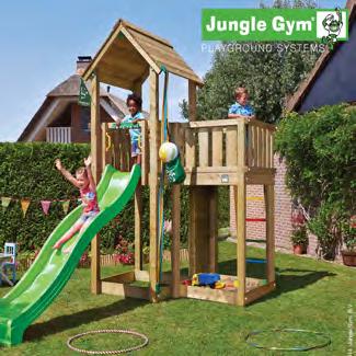 Jungle Gym "Mansion" En avundsvärd lekplats med stor plattform Jungle Gym Mansion ger anledning till avundsjuka på många lekplatser och är ett stort, klassiskt lektorn till den lite kräsna kunden.