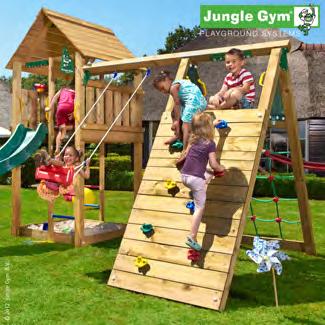 Jungle Gym "Climb module Xtra" Jungle Gym Climb Modul X'tra är utformad runt en A-ram och är en helt ny värld inom leksystem i trä.