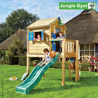 Jungle Gym "Lekstuga torn L" Flytta lekstugan "upp i trädet" och bo i första klass Jungle Gym Playhouse L är en trälekstuga som kombinerar den hemtrevliga lyxen hos lekstugor med den dynamiska