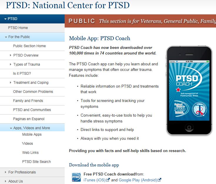 PTSD coach, gratis App utvecklad av amerikanska