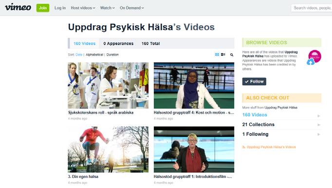 Information om vård på videofilm, olika språk https://vimeo.