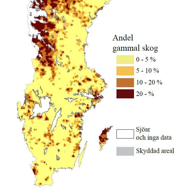 är generellt hög, men lägre i närheten av tätorten.