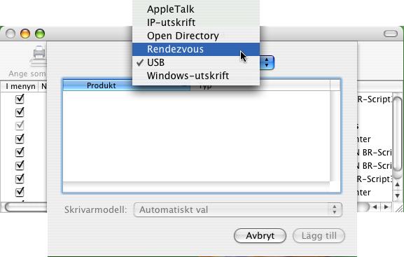 Nätverksutskrift från Macintosh f (För Mac OS X 10.2.4 till 10.3.x) Välj följande.