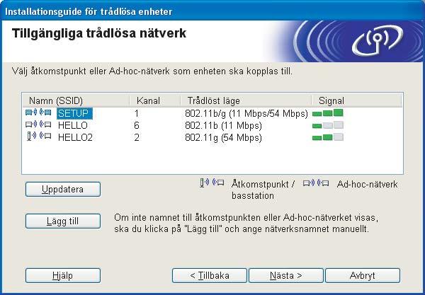 4 Obs Standardnodnamnet för NC-xxxx (där xxxx är ditt modellnamn) är BRWxxxxxxxxxxxx (där xxxxxxxxxxxx är Ethernet-adressen).