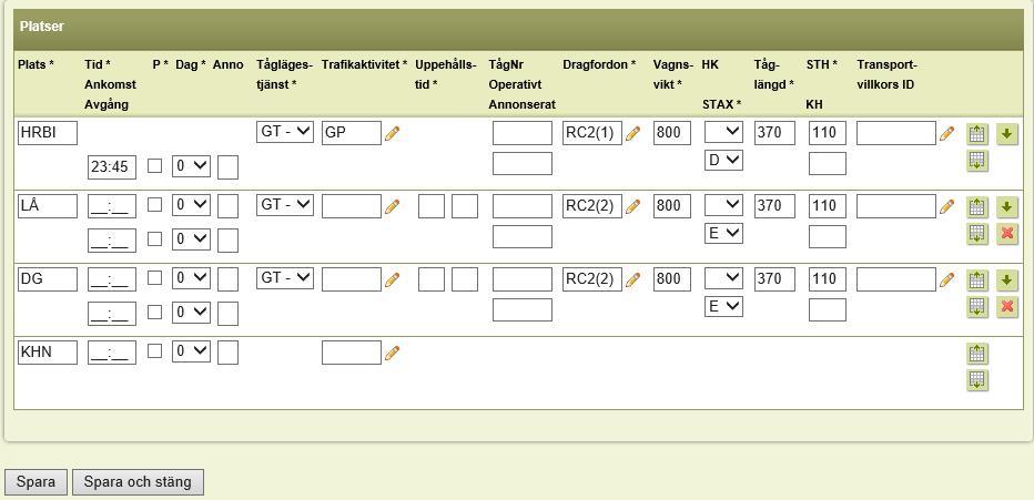 Obligatoriska uppgifter markeras med en asterisk (*) i Ansökan om kapacitet.