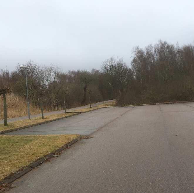 Bilkörning in från övergångsställe vid Glänningeleden till parkering vårdcentralen. Gris eller sten för att hindra in- /utfarten.