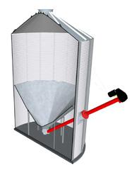 Ventilerad inre kon Silor med plan botten kan förses med en ventilerad inre tippkon i stål som möjliggör snabb och enkel tömning av silon.