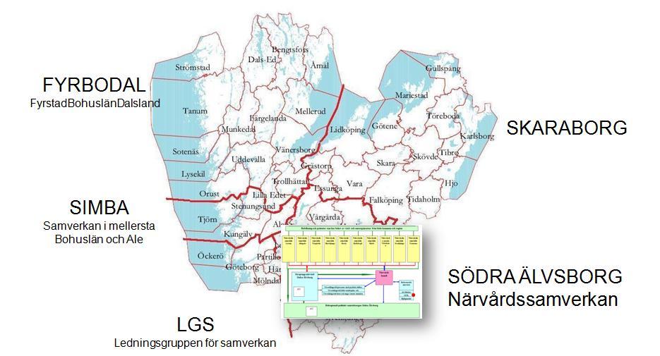 5(6) Bilaga 1: Den delregional arbetsgrupps organisatoriska placering i Närvårdssamverkan i Södra Älvsborg och samordnad