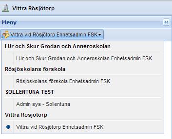 Navigera bland enhetsadministratörens arbetsflikar När du loggat in med ditt konto i systemet kommer du att komma till din startsida.