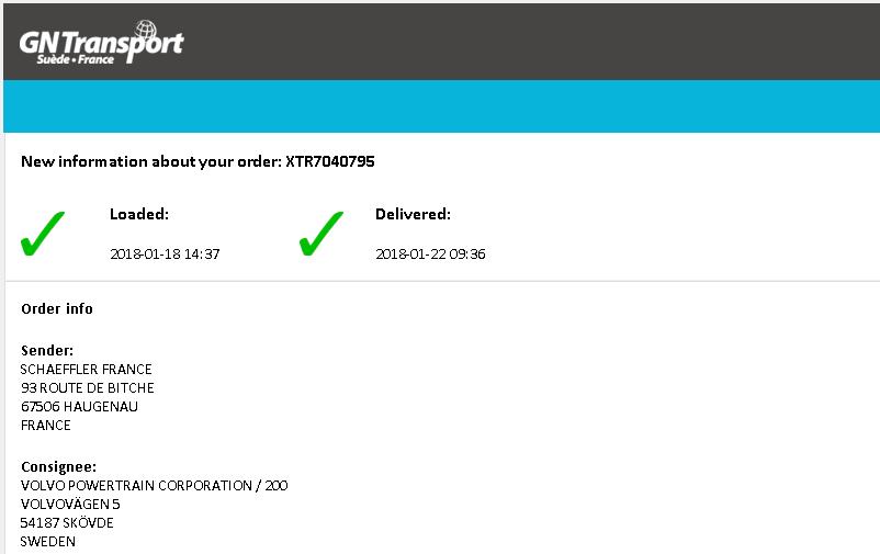 - Nyhet: Track & Trace Nytt för 2018, är att alla våra kunder kan få ett mail när gdset är lastat, ch på väg till mttagaren,