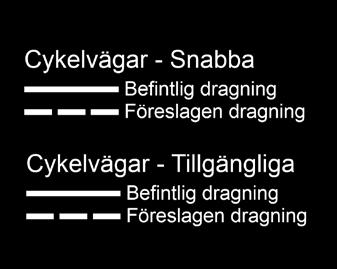 Därefter identifierades de stora målpunkterna i tätorten i form av skolor, arbetsplatser, livsmedelsaffärer och besöksvärda områden.