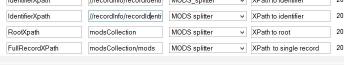 File splitter Filesplittern separerar de olika posterna i xml-filen = Mapping tables > File splitters params