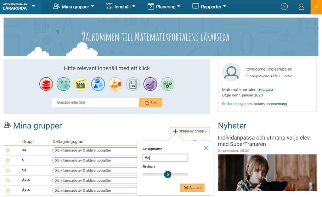 I den här guiden får du en genomgång av hur du kommer igång att arbeta med Matematikportalen.