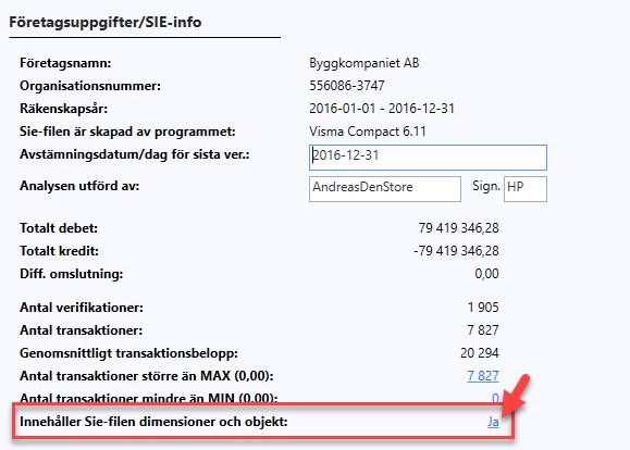 Väljer du intervallet 3000 4999 får du även med varukostnaderna och summan blir lika med bruttovinsten. Periodsaldo för resultatenhet I SIE-filen finns benämningar som heter Dimension/Objekt.