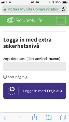 Dagboksinnehavaren kan nu logga in med hjälp av fjärrinloggning När vårdnadshavaren eller god man har skapat fjärrinloggningen åt Dagboksinnehavaren så loggar Dagboksinnehavaren in så här: