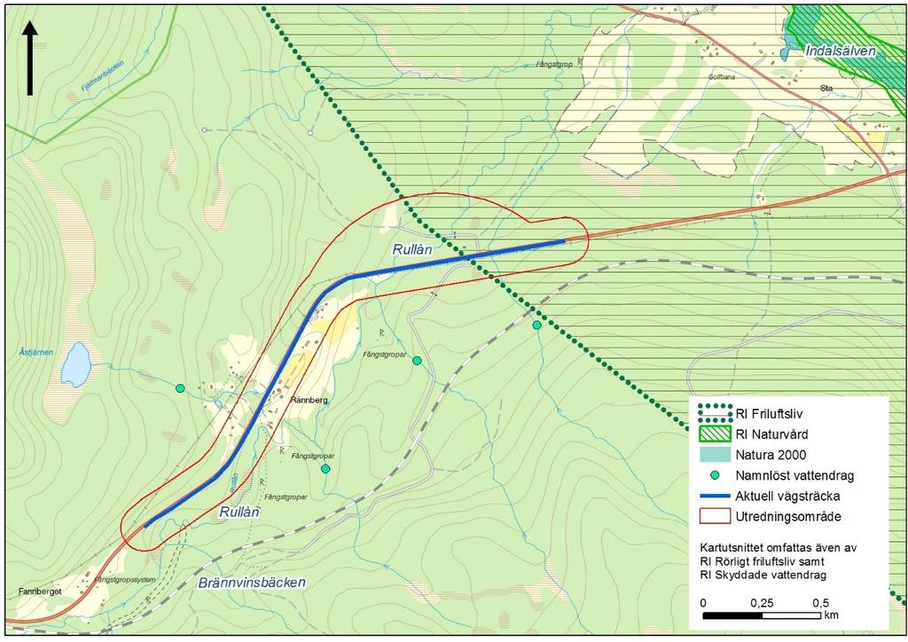 Figur 8. Natura 2000-områden och riksintressen i området för planerade vägåtgärder.