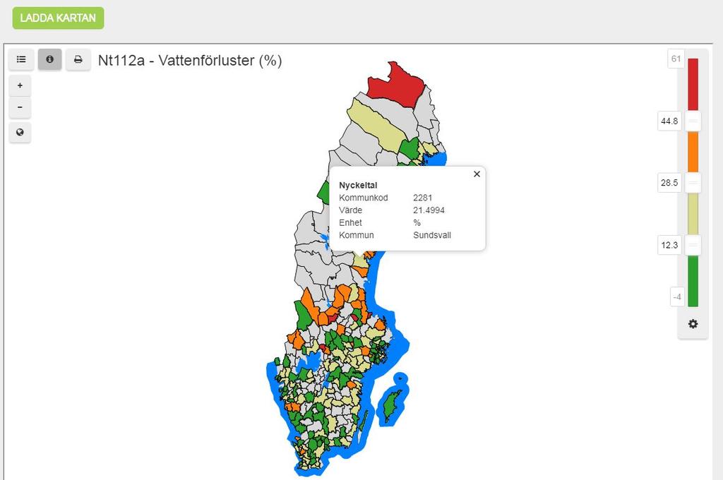 Default är att det lägsta värdet är rött och det högsta grönt, men man kan antingen välja att vända på ordningen på färgerna (dvs.