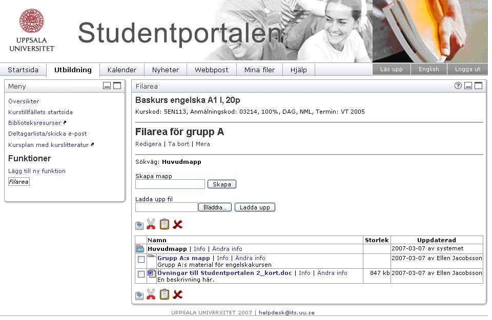 4. Ett fönster med rubriken Information öppnas. Fyll i beskrivning och nyckelord och klicka på Spara. Övning 31: Flytta filer i filarean 1. Öppna Filarea för gruppuppgift A som du skapade i övning 27.