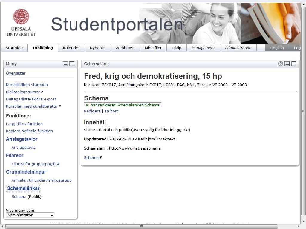 Läs om hur man får tillgång till en Ping Pong-kod genom att klicka på. 4. Klicka på Spara. 5. Du får en bekräftelse på att du skapat en Ping Ponglänk. Schemalänk Övning 35: Lägga till en Schemalänk 1.