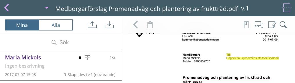 Obs: Att trycka på anteckningen från denna nivå är som att trycka direkt på motsvarande pratbubbla i dokumentet. 7.