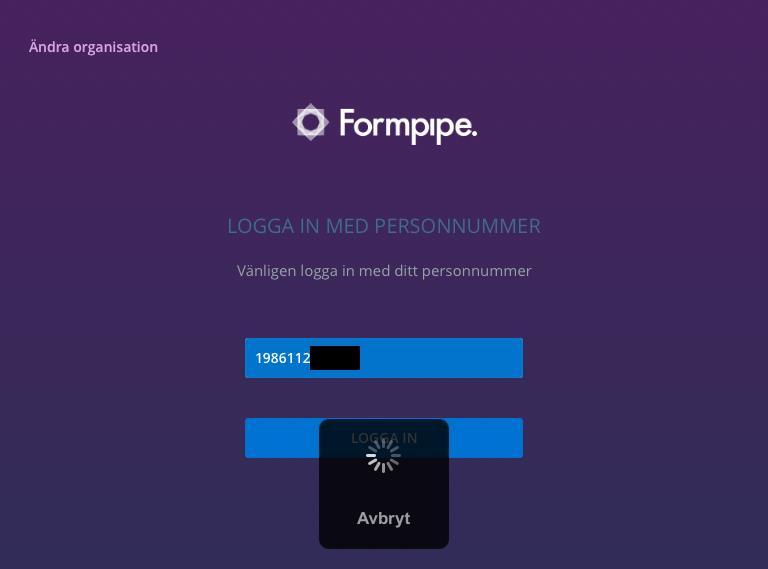 Meetings Plus-appen väntar nu på att du ska öppna Mobilt BankID för att autentisera dig.