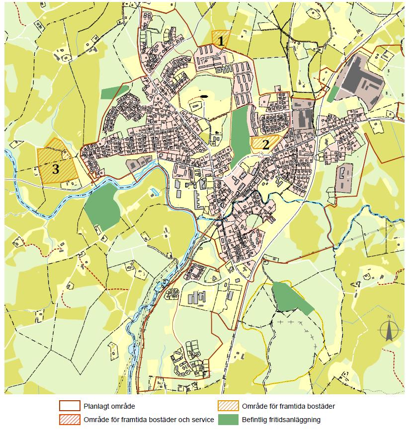 Färgelanda: Kartan nedan redogör för de områden som pekats ut som möjliga framtida planeringsområden i kommunens översiktsplan.