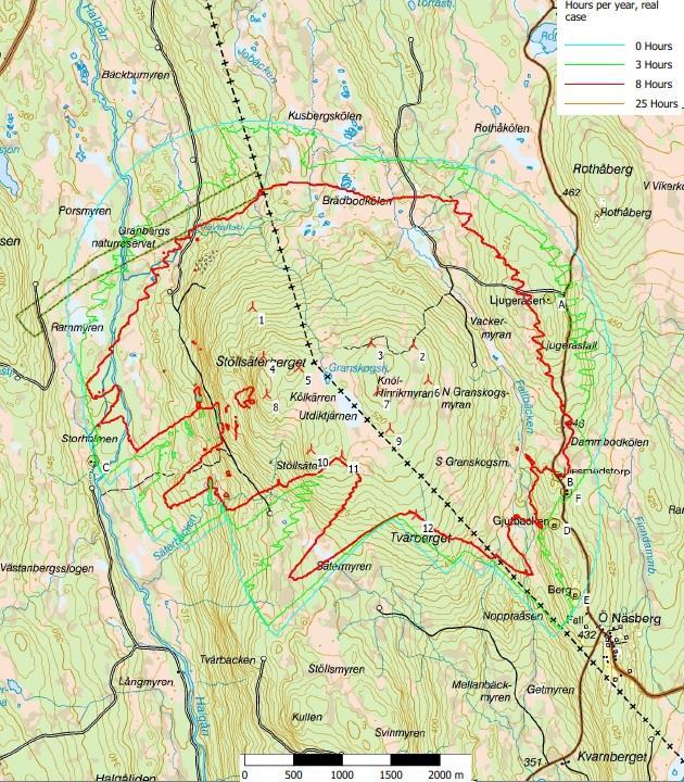 Skuggberäkning Vindkraftverk skapar under vissa förutsättningar roterande skuggor.