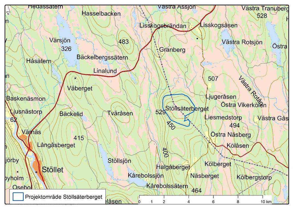 Översiktlig beskrivning av vindkraftsprojekt Stöllsäterberget.