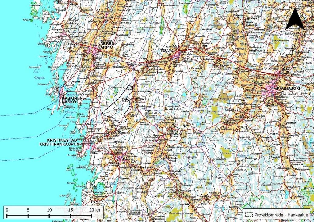 Vindkraftspark Kristinestad Norr M I L J Ö K O N S E K V E N S B E S K R I V N I N G Sammandrag Triventus Wind Power AB planerar att anlägga en vindkraftspark i Kristinestad i närheten av byarna