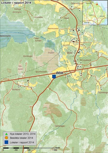 BÖLE Inventering: 2007, 2010 Prioritering: 1 Koordinater: X6708278 Y1616559 Markägare: Privata Igenväxande hällmarker med bryn mot åkermark.