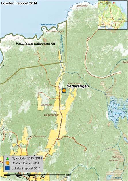 DEGERÄNGEN Inventering: 2007, 2010, 2014 Prioritering: 2 Koordinater: X6719051 Y1611722 Markägare: Privata Barrskogsdominerat tämligen glest skogsparti som vetter mot åkermarker.