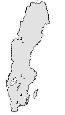 Figur 6. Kartan visar positioner av provtagningsplatser. 1.