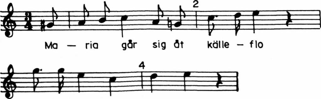 SMB43 17 Ja uti himmelen ståndar en stol - Lena bröt löf af lindebärsträd - Den skall du ha för din starka tro. - Sjelf tråder hon daggen af jorden ned. Melodianmärkning Div.-saml.: T. 3, n.