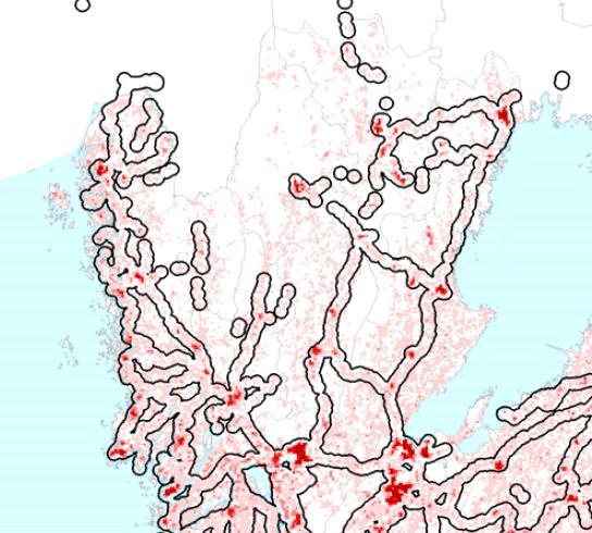 Figur 8 Invånare boende max 1,5 km från hållplats