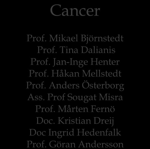 Cancer Prof. Mikael Björnstedt Prof. Tina Dalianis Prof.