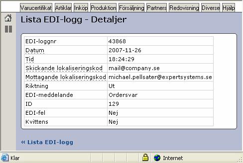 Genom att klicka på Detaljer visas detaljerad information.