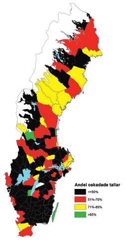 När det gäller andelen tallungskog har den dock ökat i delar av norra Sverige. Figur 6. Andel ungskog uppdelat på olika skogstyper, Källa: Riksskogstaxeringen.