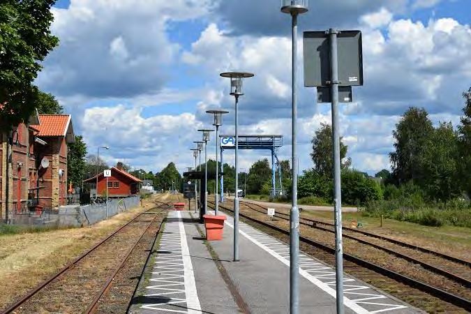 6 Sittplatser Sittplatser på plattformen är ett krav enligt Trafikverkets riktlinjer. Sittplatserna bör med fördel också kombineras med väderskydd.