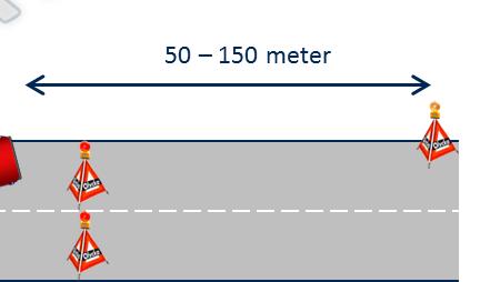 Förvarning I syfte att vägtrafikanterna ska hinna förstå att det är en olycka samt att hinna stanna krävs det att de får chansen