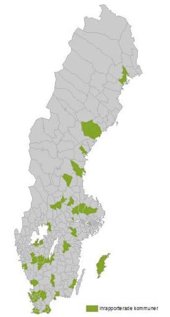 3 Resultat 3.1 Inrapportering av tillsynsbesök 44 kommuner och kommunförbund deltog i tillsynsprojektet om bekämpningsmedel i växthus och plantskolor 2016.