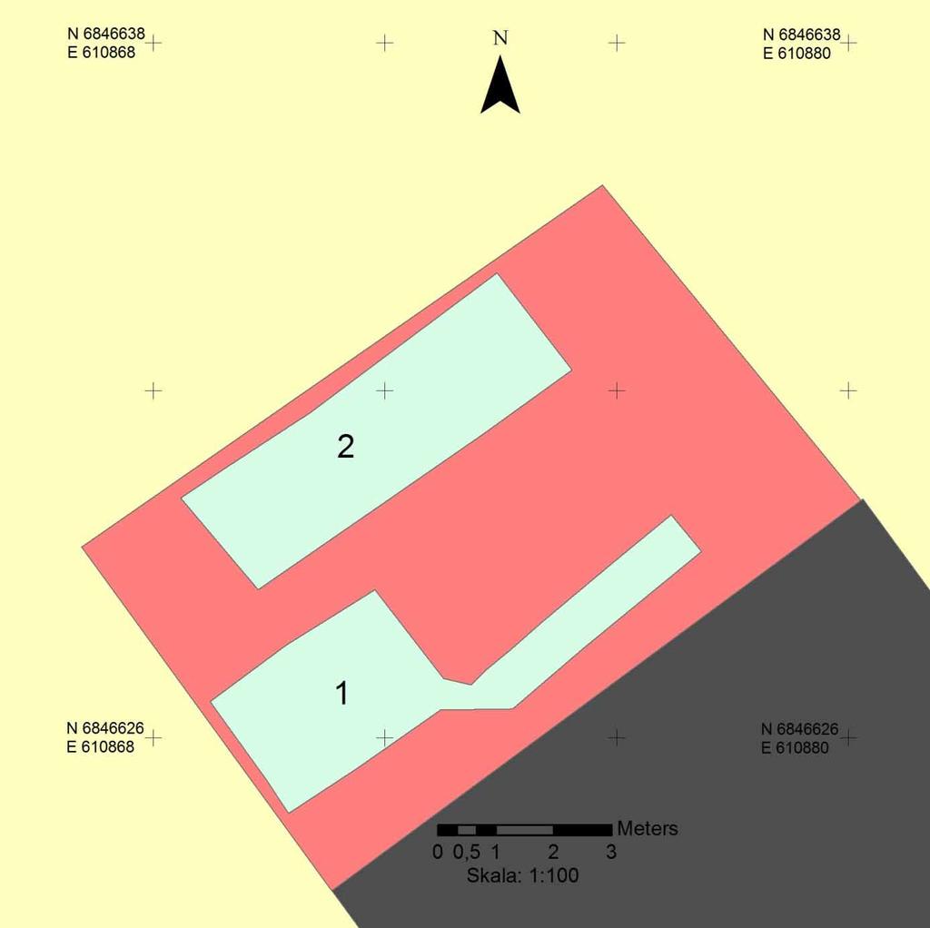 RESULTAT Undersökningsytan var cirka 10 7 meter stor och totalt grävdes två undersökningsschakt inom denna.