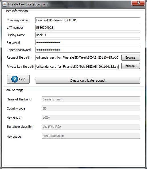 BankID Sida 6(12) 4.1.3 Fyll i informationen om din myndighet Ange Company name : Myndighetens officiella namn.