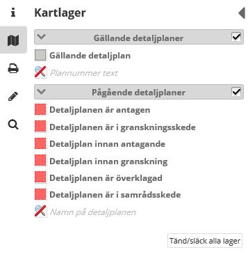 3 (17) 4. Sidopanel Sidopanelen innehåller fem flikar vars innehåll visar sig när man klickar på de olika fliksymbolerna.