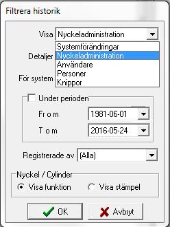 Här kan man också välja mellan vilka datum man vill se historiken och