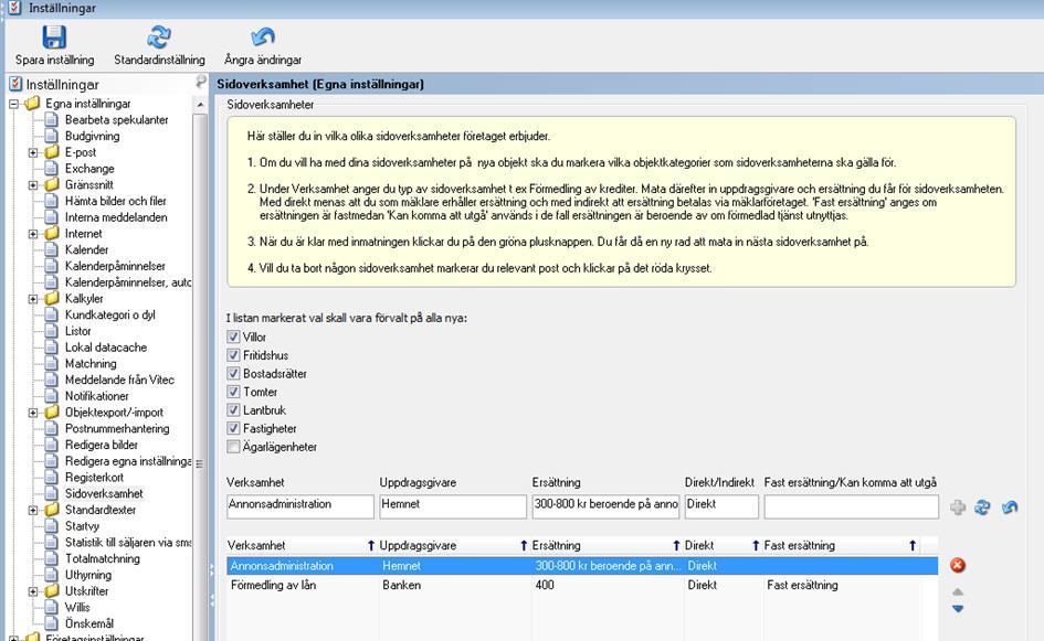 Sidoverksamhet Då förmedlingen av Hemnets annonstjänst har karaktären av sidoverksamhet måste du skriftligen informera tilltänkta säljare och köpare om den administrationsersättning