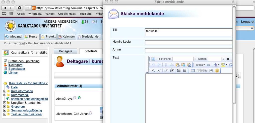 3. Meddelanden itslearning har ett internt meddelandesystem.