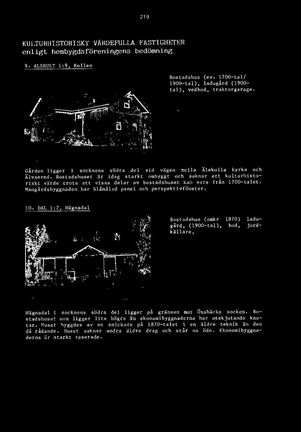DAL 1: 2, Hägnadal Bostadshus (omkr gård, (1900-tal), källare, 1870) bod, ladu jord- Hägnadal i socknens södra del ligger på gränsen mo t