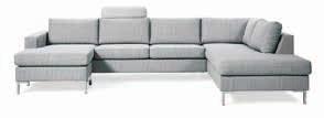 980 ) Köp till nackkudde 3-sits soffa med schäslong och divan Toronto i tyg Rocco grey med vinkelben i metall, B 316, D 92/153/221, H 85 cm 6.995 (7.
